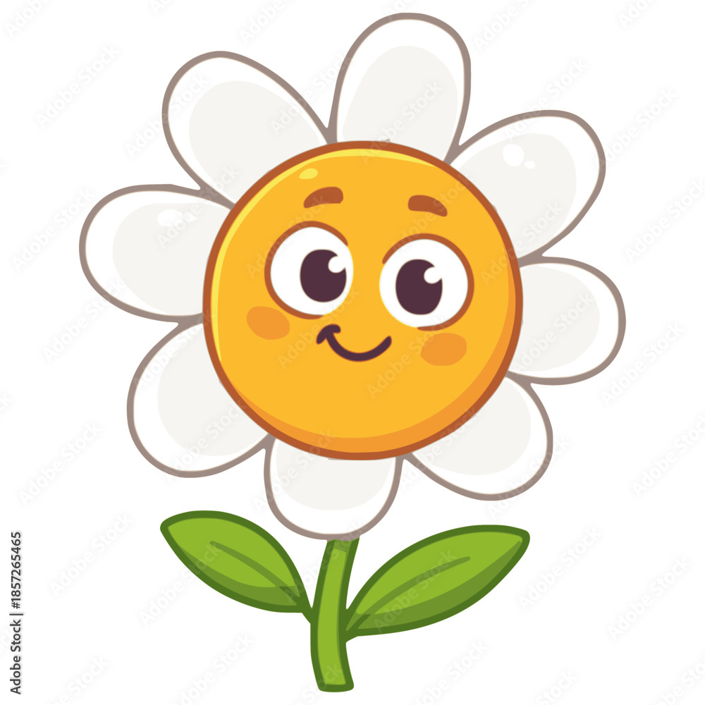 Obraz premium cute happy sun flower plant nature character flat color vector illustration template design
