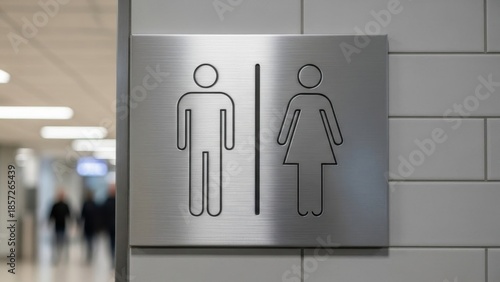 Public Restroom Sign with Blurred Background