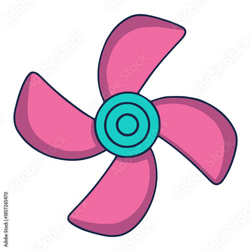 cartoon motor cooling propeller flat color vector illustration template design