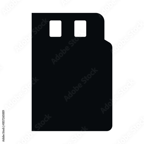 Simple vector design of a memory card icon for digital storage in black and white format