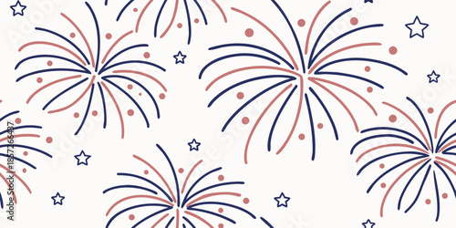 Seamless Abstract Firework Pattern for Campaign Launches, Celebratory Flat Vector Style, Dynamic Background for Marketing, Branding, Promotions, Social Media