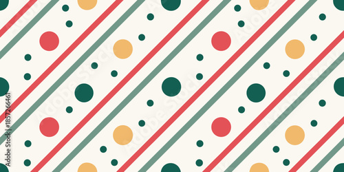 Seamless Dynamic Stripe and Dot Pattern for Social Ads, Flat Vector Style, Modern Eye-Catching Background for Marketing, Branding, Digital Campaigns