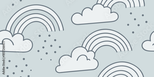Seamless Abstract Cloud Shape Background for Lifestyle Branding, Soft Flat Vector Style, Modern Relaxed Pattern for Marketing, Social Media, Digital and Print Content