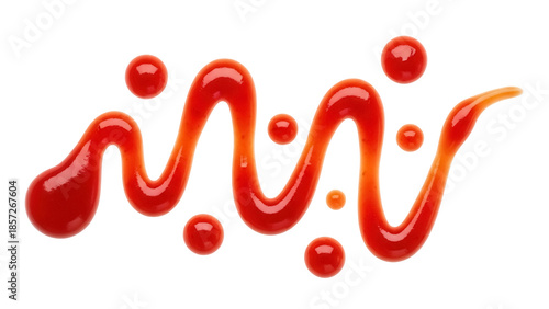 Cuadro en lienzo Ketchup squiggle isolated on transparent background PNG, red tomato sauce swirl