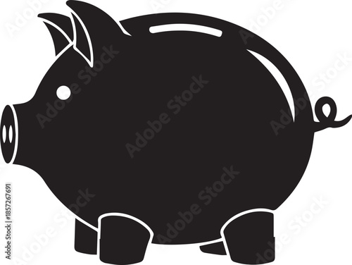 Piggy bank silhouette vector black on a white background