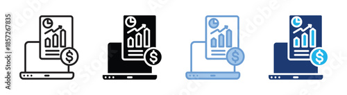 Statistics icon set multiple style collection