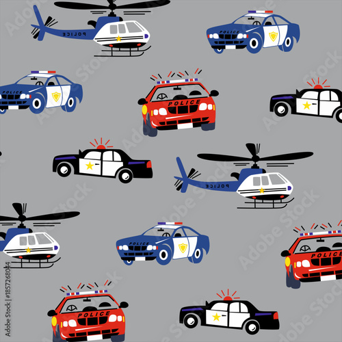 helicopter car all over pattern print