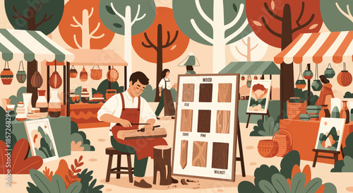 Artist Painting at Outdoor Market Stall 2.