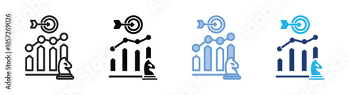 Marketing strategy icon set multiple style collection