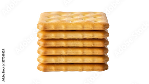Canvastavla Stack of golden brown crackers isolated on transparent background, crispy baked