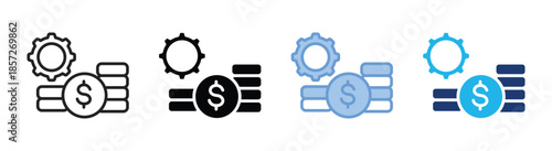 Money management icon set multiple style collection
