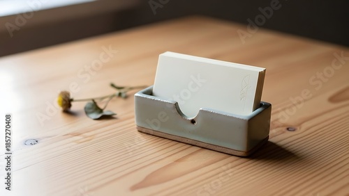 Wallpaper Mural Business card holder on wooden desk. Torontodigital.ca