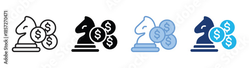 Strategy icon set multiple style collection