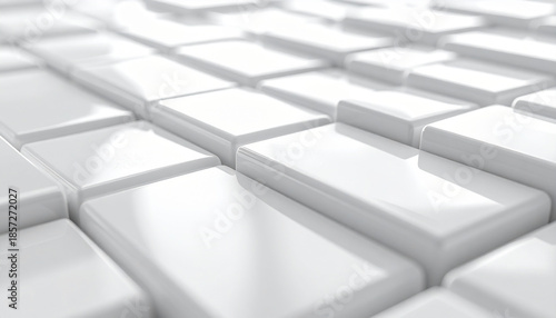 Geometric Harmony: An abstract composition of neatly arranged, sleek, white rectangular tiles creates a mesmerizing visual symphony of modern design.