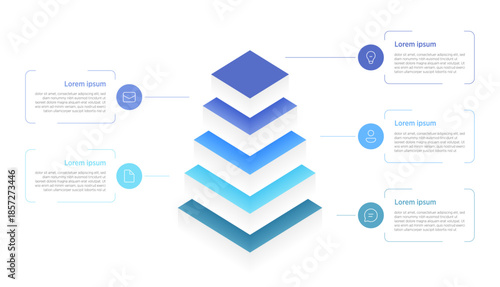 A 5-level pyramid infographic visually represents hierarchical structures, processes, or stages, often used in business, marketing, or educational presentations to show progression from base to peak.