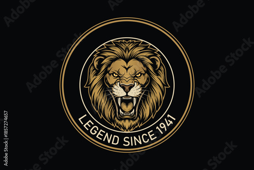 Golden lion logo with legend since 1941 on black background