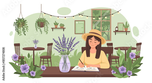 Woman wearing yellow hat sitting.