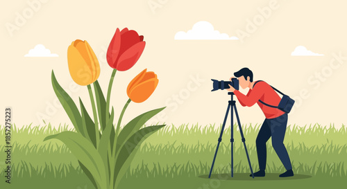 Man taking photo with camera.