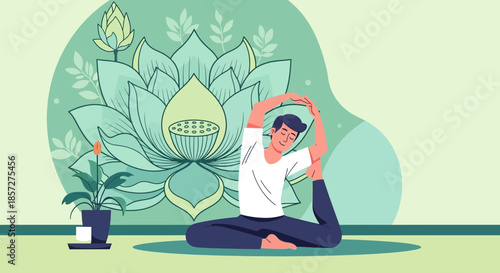 Woman doing yoga in lotus position.