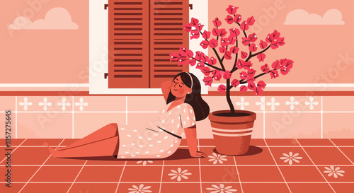 Woman lying on floor with book.