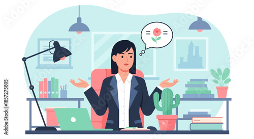 Woman Sitting at Office Desk Frustrated.