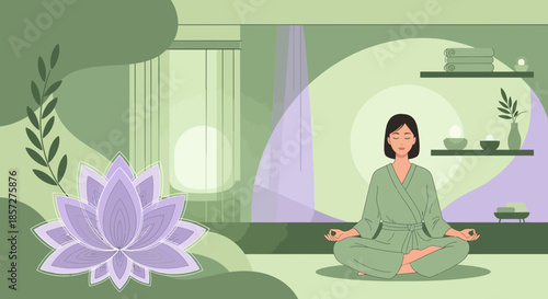 Woman Sitting in Lotus Position Meditating.