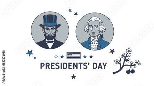Presidents Day with portraits of Lincoln and Washington