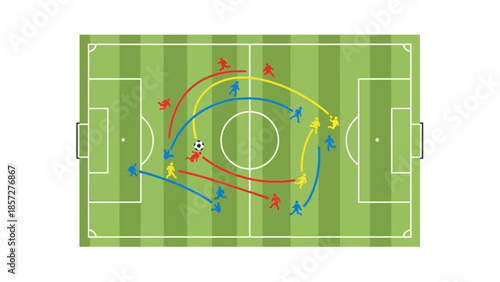Soccer field diagram illustrating player movement and tactical strategy