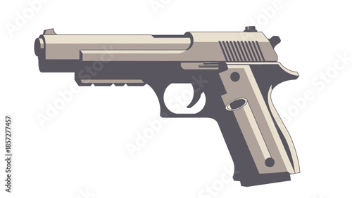 A detailed illustration of a semi-automatic pistol on a white background