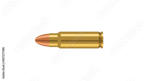 A single brass bullet with a copper projectile on a white background