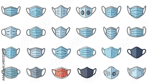 Collection of Various Medical Face Masks.