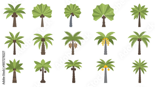 Collection of Various Palm Tree Illustrations.