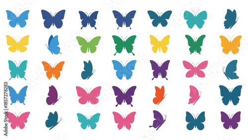 Colorful Butterflies in Various Colors and Shapes.