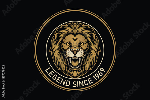 Fierce lion logo with legend since 1969 emblem