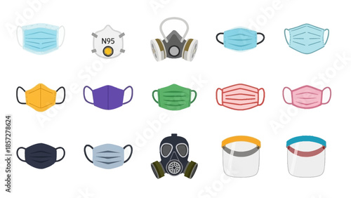 Variety of Face Masks and Respirators.