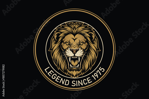 Fierce lion head logo with legend text since 1975