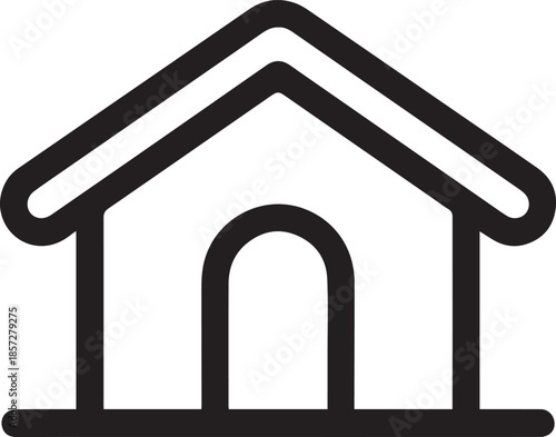 Simple Black House Icon on White Background, Minimalist Design, Architectural Symbol