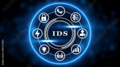 Fényképezés IDS intrusion detection system concept with icons for security and network monit