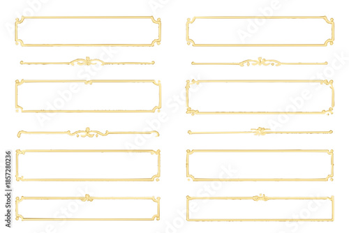 Elegant Gold Ornamental Banner Frames Set (8) – Luxury Vintage Border, Flat