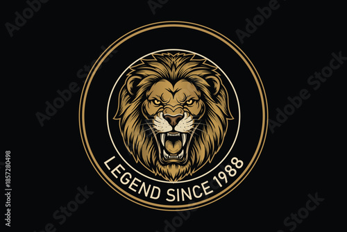 Legendary lion logo with gold accents and bold text