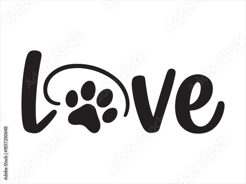 Black cat silhouette with cat lover text and heart vector illustration