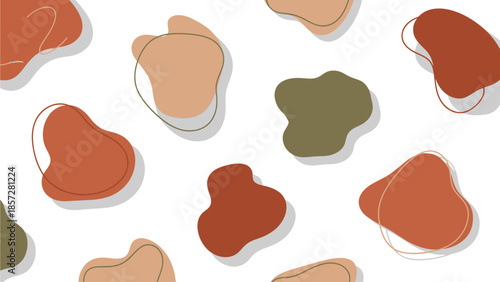 Seamless Pattern of Abstract Organic Shapes in Earthy Terracotta Tones Vector