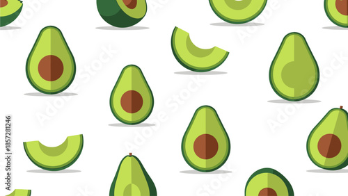 Collection of Flat Minimalist Avocado Fruit Icons for Healthy Food Design