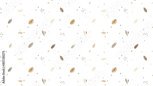 Seamless Pattern of Coffee Beans and Assorted Seeds Vector Illustration
