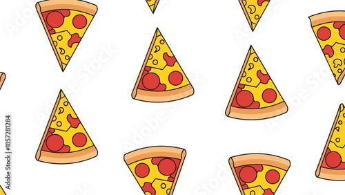 Repeating Fast Food Background with Pepperoni Pizza Slices for Menu Design