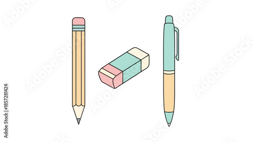 Collection of Writing Tools and Office Supplies in Pastel Pink and Mint