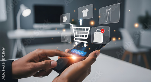 Wallpaper Mural Mobile Online Shopping Experience with Digital Checkout Interface Torontodigital.ca