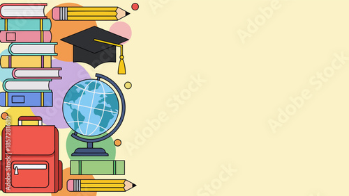 Education Background with School Icons and Copy Space for International Day of Education