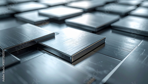 Metallic tile texture: An intriguing close-up reveals a surface of metallic tiles, each one intricately reflecting light, resulting in a mesmerizing display of texture and form.