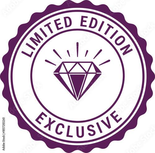 Limited Edition Exclusive Badge with Diamond Icon – Premium Quality Purple Seal for Luxury Branding and Marketing